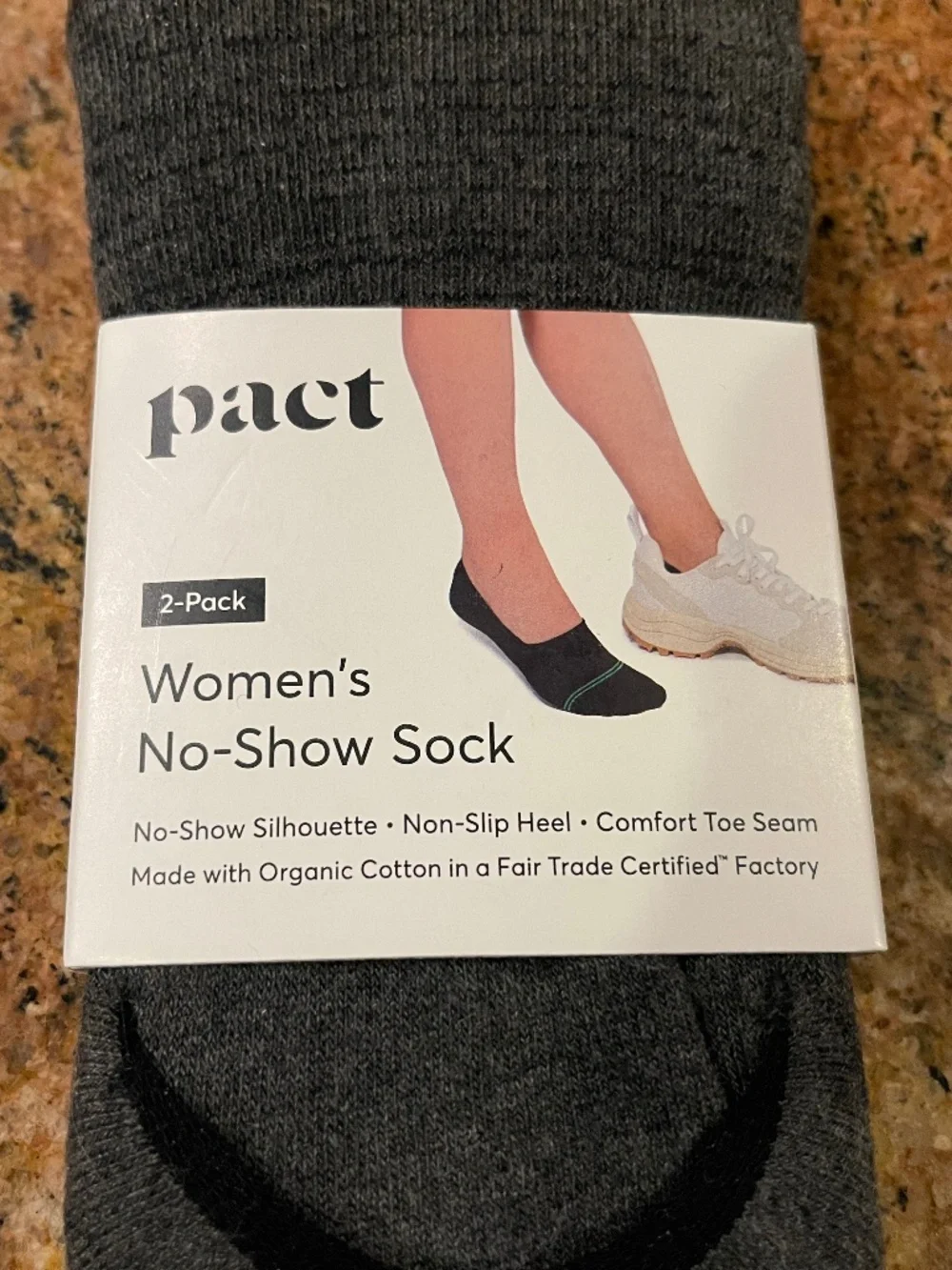 NEW! Pact Women's Dots & Stripes No Show Socks 2 Pack Organic Cotton NWT!